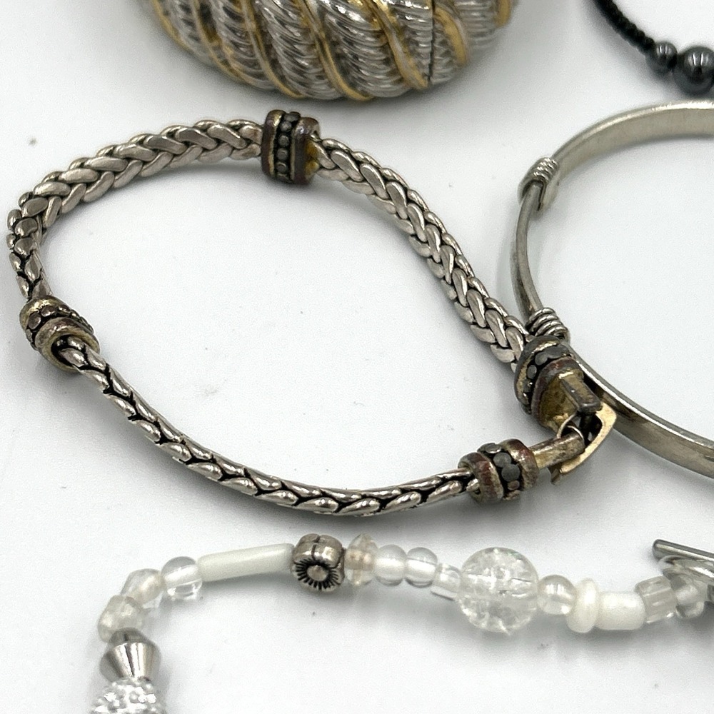 Lot of 10 bracelets Chain stretch Beaded Silver tone Several Vintage - Picture 4 of 13